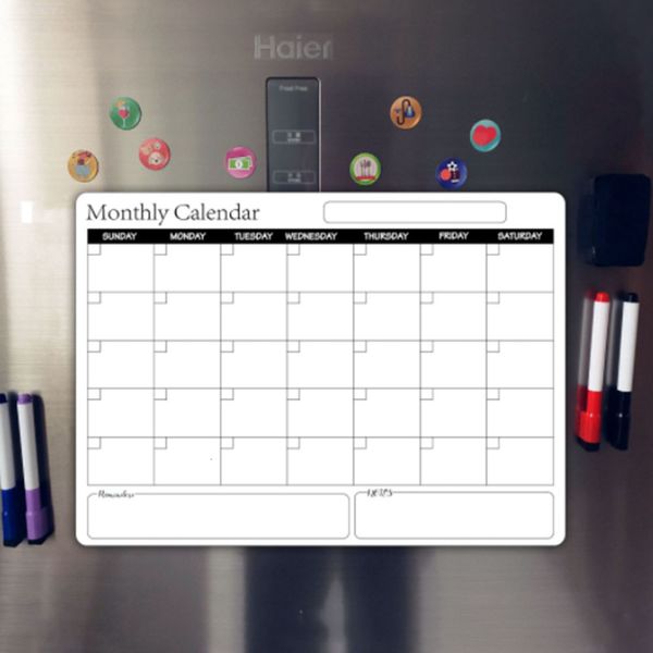 Whiteboards Magnetic mensal semanal Planejador Tabela de calendário Agenda Whiteboard Placa de mensagem Fridge White Color 230217