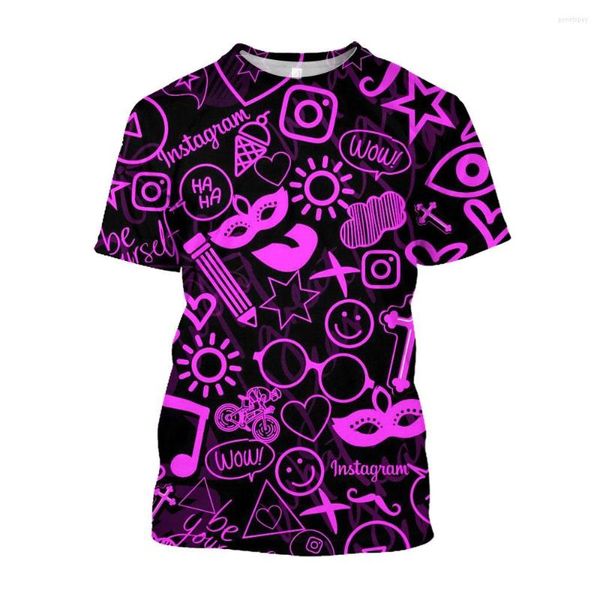 Herren T-Shirts Jumeast 3D Musiknoten gedruckte Hip Hop T-Shirts Harajuku Mode Kpop Beauty Muster Shirt für Männer Streetwear Kleidung