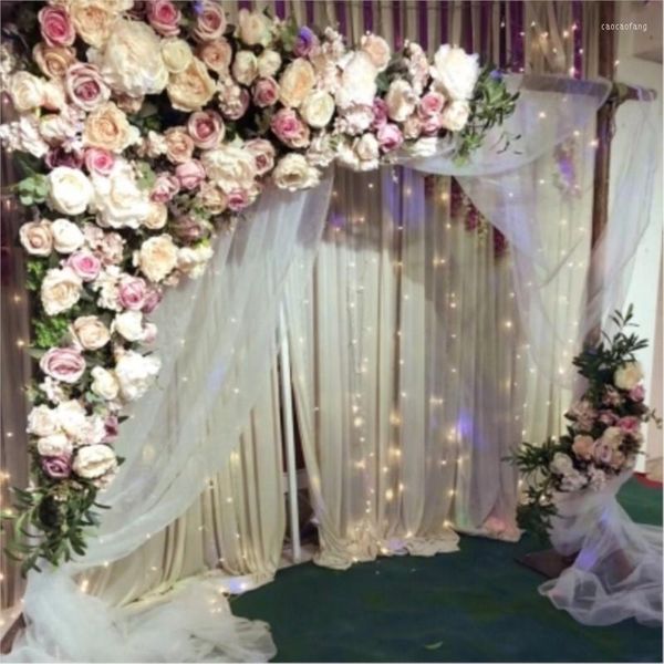 Dekorative Blumen weiß mit rosa Rosen Hochzeit Blumenwand künstlicher Seidenbogen Hintergrund Dekoration