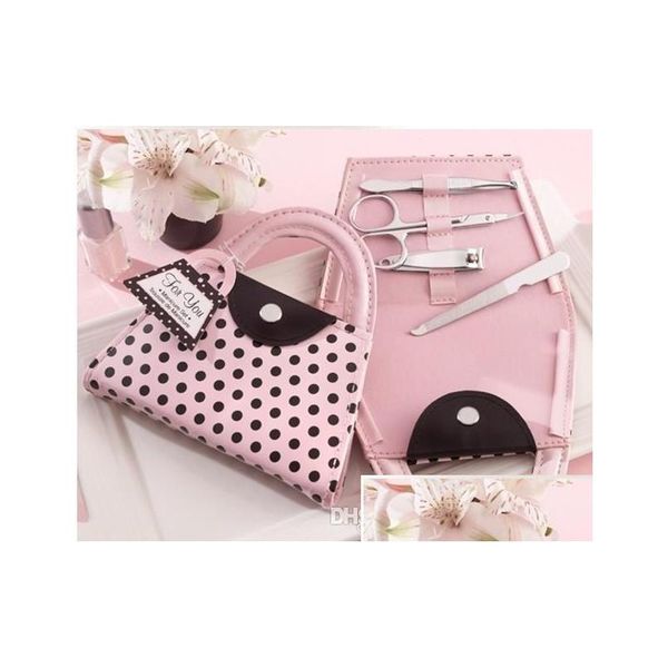 Nail Art Kits Rosa Polka Dot Geldbörse Maniküre Set Bevorzugung Neuheit Brautparty Valentinstag Geschenk Party Gefälligkeiten Geschenk Drop De Dhtdv