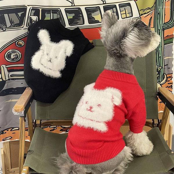 Abbigliamento per cani Coprimaglione rosso Vestiti rotondi Schnauzer Barboncino Gatti Cuccioli Caldo inverno Cappotto morbido e confortevole