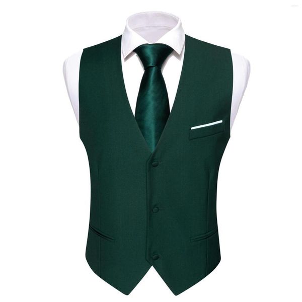 Gilet da uomo Novità Gilet da uomo verde oliva Completo cravatta Set Moda Gilet con scollo a V slim fit Casual Sposo Wedding Party Designer Barry.Wang