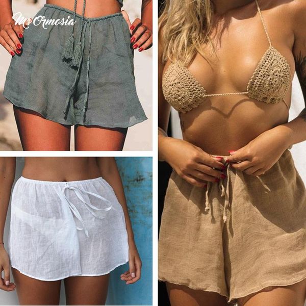Sarongs Hohe Taille Frauen Strand Hosen Abdeckung Casual Bademode Damen Badeanzug Sommer Sexy Shorts Up Frau