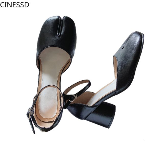 Scarpe eleganti Donna Punta divisa Ninja Tabi Décolleté Donna Tacco 6 cm Donna Piedi alti di maiale Sandali bassi Rotondi 230220