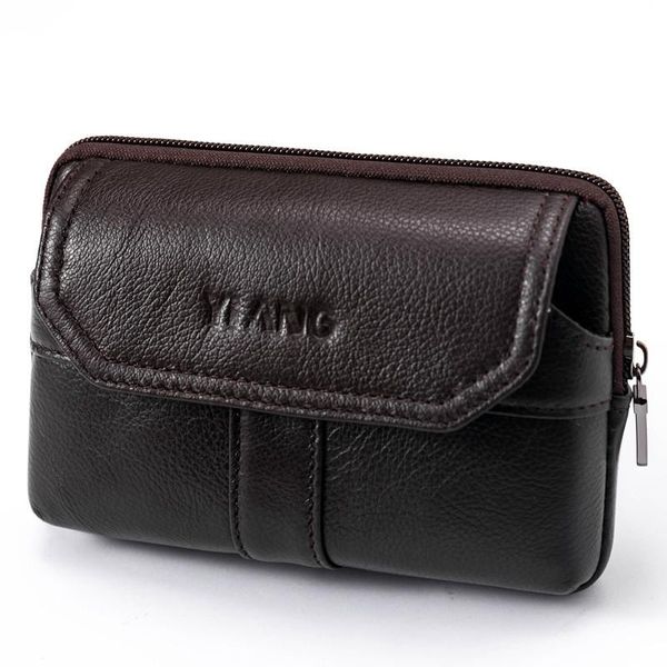 Bolsas de cintura de alta qualidade masculina chinela de chinelo de chinelo de chapéu de fã de bolsa de bolsa de bolsa de bolso de bolso de bolso de couro genuíno celular/telefone