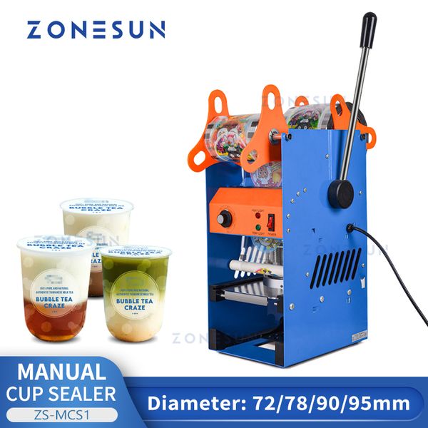 Zonesun Manual Bubble Tea Cup Cup Machine Machine Soybean Milk Breakforge Cereals Упаковка