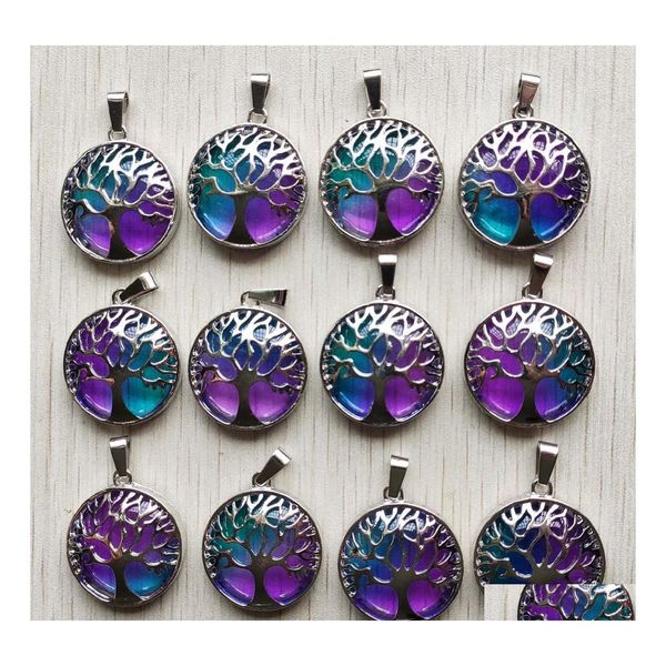 Charms Fashion Colorfl Glass Lelloy Tree of Life Pingents for Jewelry Diy Colar Acess￳rios Marcando FFSHOP2001 Drop Delivery Findi Dhoma