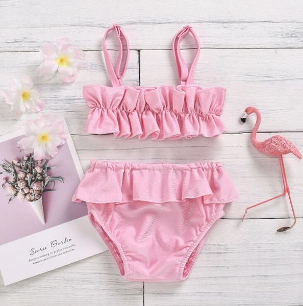 Kinder Badebekleidung Baby Girls einteilige Bikini-Kinderbadanzug rosa schwarze Kleidung Badeanzüge