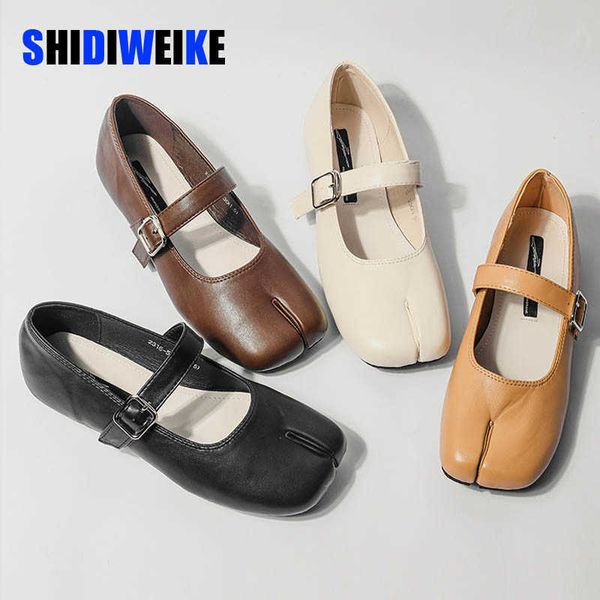 SDWK Primavera Donna Sandali New Split Toe Mary Jane Appartamenti Ladies Pumps Donna Retro Vintage Girl Novità quotidiana Solid Ninja Scarpe 0220