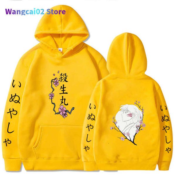 Herren Hoodies Sweatshirts Uinex Hot Anime Hoodie InuYasha Mode Pullover Tops Langarm doppelseitiges Tuch 022023H