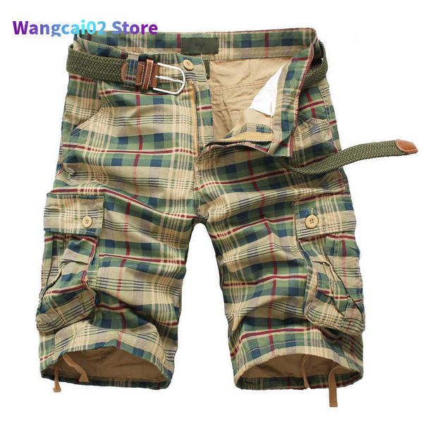 Herren-Shorts, Herren-Shorts, modisch, kariert, Strand, Herren, lässig, Camo, Tarnung, Militär, kurze Hosen, männliche Bermuda-Cargo-Overalls 022023H