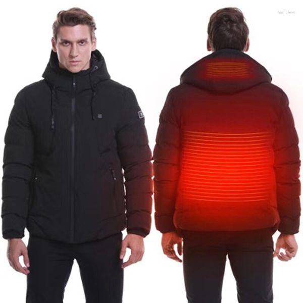 Uomo Giù 2023 NWE Uomo/donna Inverno Caldo USB Riscaldamento Giacche Termostato Intelligente Colore Puro Con Cappuccio Abbigliamento Riscaldato Impermeabile