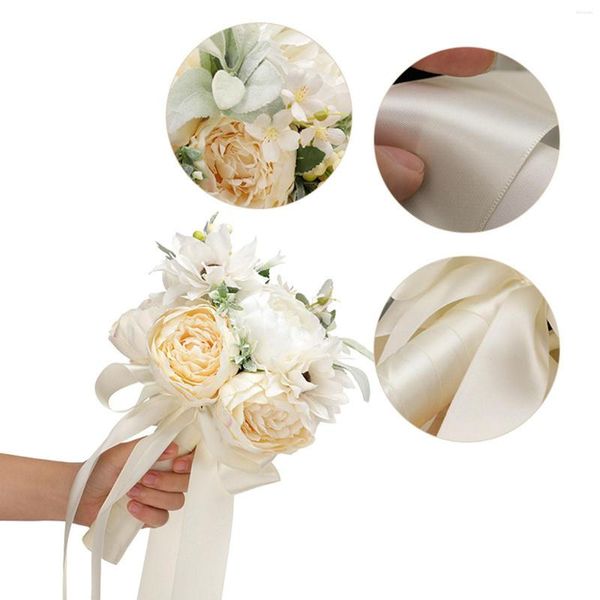 Fiori decorativi Peonia artificiale bianca Bouquet da sposa da sposa Puntelli Po Squisita decorazione romantica fatta a mano