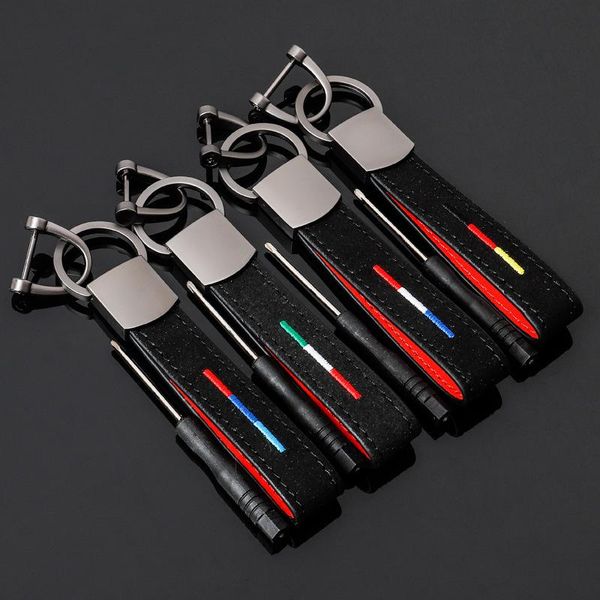 Chaços de camurça bordados de três cores de camurça bordada de camurça de metal keychain de borracha de borracha largo de borracha