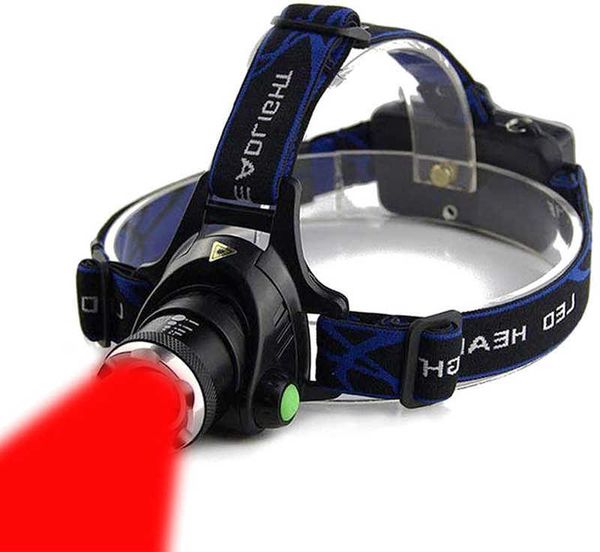 C2 670 nm roter Lichtstrahl, Stirnlampe, Jagd, zoombarer LED-Scheinwerfer, 3 Beleuchtungsmodi, wasserbeständig, Laufen, Camping, Wandern, Lesen