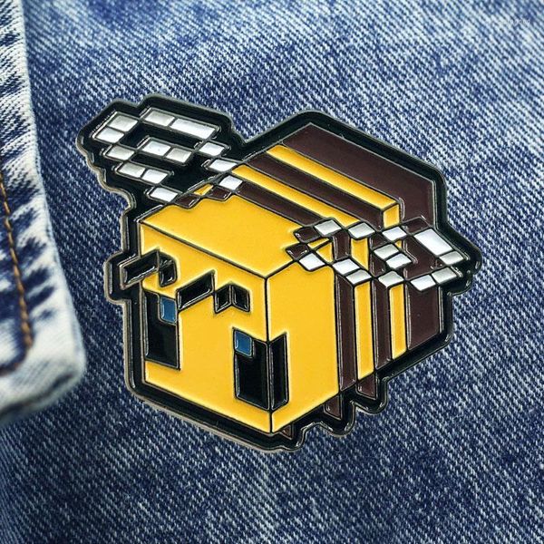 Broschen niedliche Cartoon Pixel Biene Brosche Metall Emaille Lappel Badge Sammeln Sie Denim Jacke Rucksack Pin Dekoration gegebene Freunde und Fans Geschenke