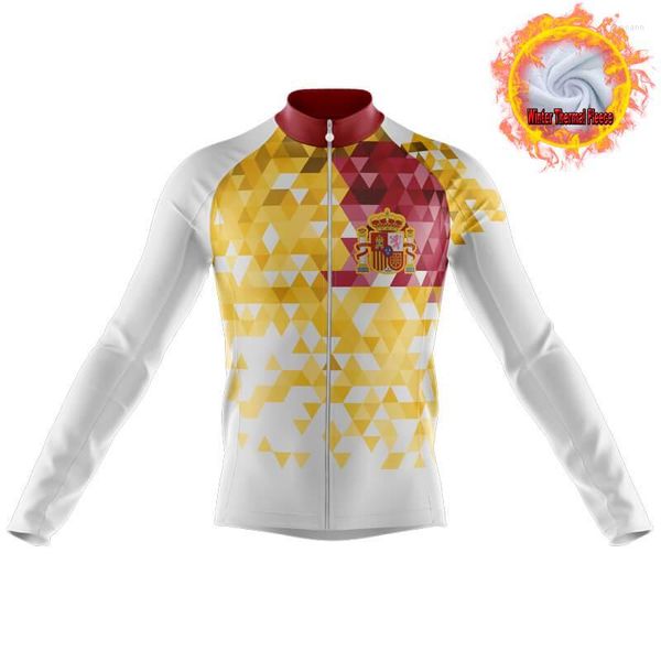 Yarış Ceketleri İspanya Bisiklet Kış Bisikleti Jersey Erkek Kadın Termal Polar Uzun Kollu Bisiklet Giysileri Ropa Ciclismo Invierno Hombre Termica