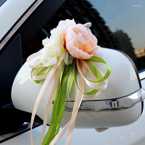 Parti Dekorasyon Düğün Araba Dekorasyonları Çiçek 10 Renk Kapı Kulpları dikiz ayna dekor yapay çiçekler dekorasyon
