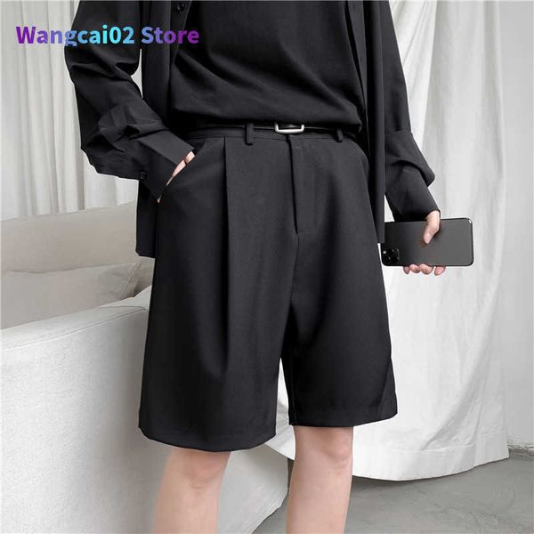 Shorts masculinos shorts masculinos no verão de traje curto de terno curto calmo de calça bege preto estudante de roupas finas casuais 022023h