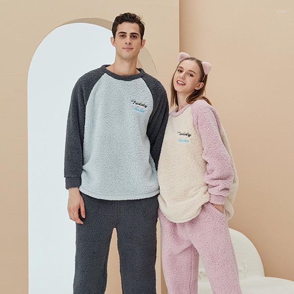 Indumenti da notte da donna Coral Fleece Pigiama Suit Pigiama Set Coppia Famiglia Pijama Lover Night Uomini e donne Abbigliamento casual per la casa