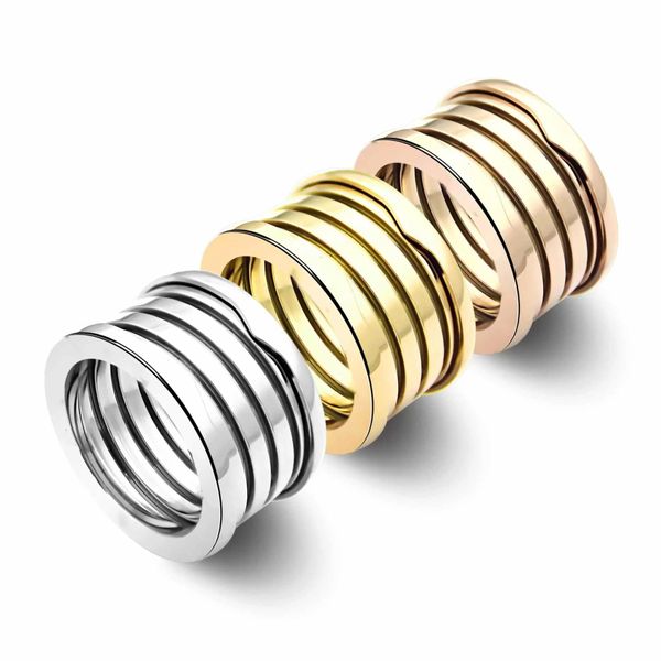 Design classico 3 colori stile di lusso anello largo cinque anelli largo anello a molla in acciaio inossidabile gioielli da donna all'ingrosso