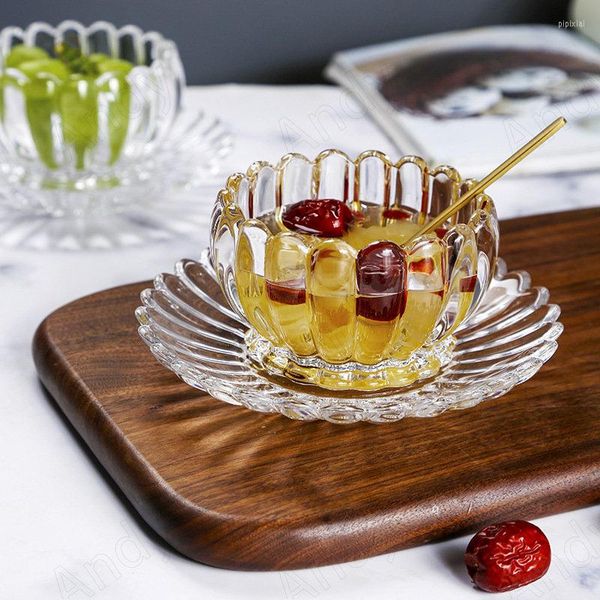 Tigelas tigela do norte da Europa Tigela de desktop de vidro e prato Sala de prato Light Luxury Plate Plate Home Kitchen Tableware