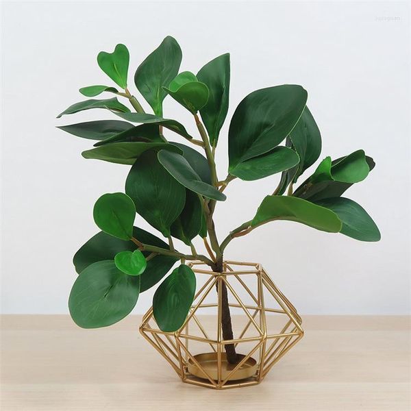 Decorative Flowers Large Tropical Tree Artificial Green Plants Tall 38''Fake Ficus Branch Plastic Eucalyptus Leaf False Banyan For