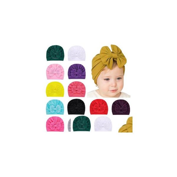 Caps Hüte 15 Farben Neueste Baby mit Knoten Dekor Kinder Mädchen Haarschmuck Turban Kopf Wraps Kinder Winter Frühling Beanie Drop D Dhgut