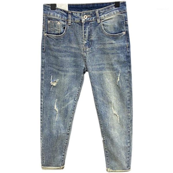 Männer Jeans Großhandel 2023 Mode Lässig Sommer Student Denim Retro Koreanische Jugend Hübsche Jugendliche Knöchel Länge