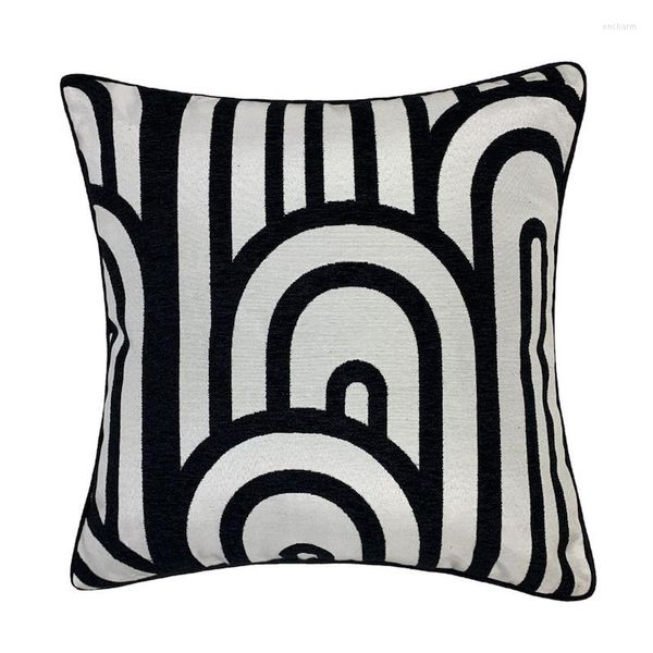 Travesseiro dunxdeco arte moderna retro branco preto geométrico quadrado capa cadeira de cadeira de cama decorativa decoração da sala