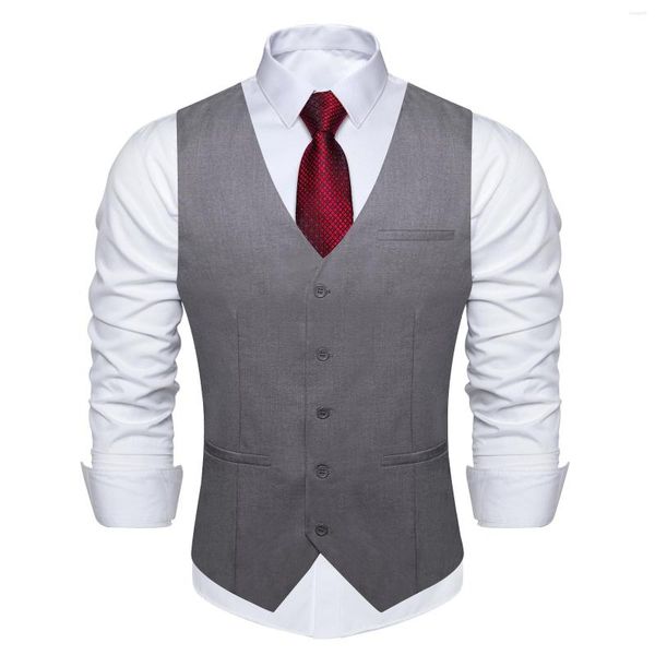 Gilet da uomo Gilet da uomo in poliestere rayon solido grigio Gilet da uomo formale da matrimonio Business Blazer Gilet Abbigliamento all'ingrosso DiBanGu