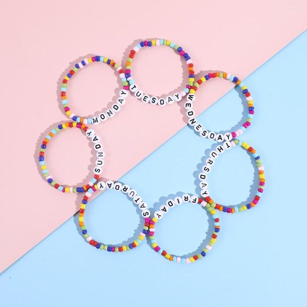 Strand Makersland Children Bracelet Contas coloridas de segunda a domingo Alfabetes de jóias de joias para meninas por atacado fábrica