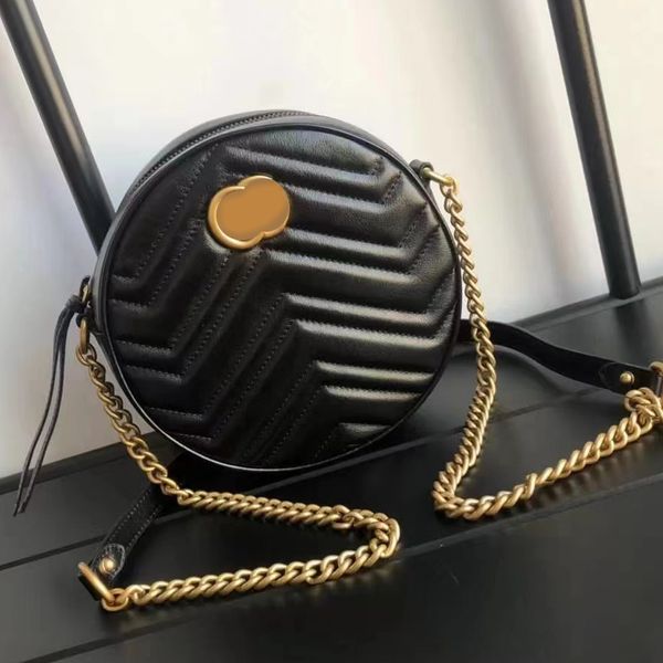 Tote di design di lusso Marmont di alta qualità Vera pelle Borsa rotonda originale Donna uomo crossbody Custodie tasche borsa Borsa a tracolla città donna moda catena a tracolla