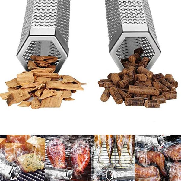 Werkzeuge Zubehör Undefiniert 12 Hexagon BBQ Holz Pellet Rohr Smoker Tragbare Barbecue Rauch Generator Outdoor Kochen 2023