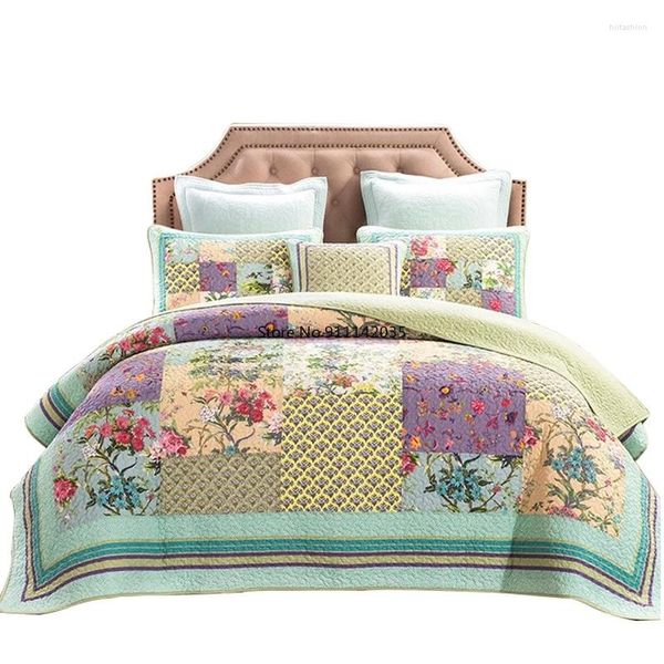 Bettwäsche-Sets, Baumwolle, Blumen-Tagesdecke auf dem Bett, Bohemian-Quilt, Bettbezug, King-Set, Supergröße