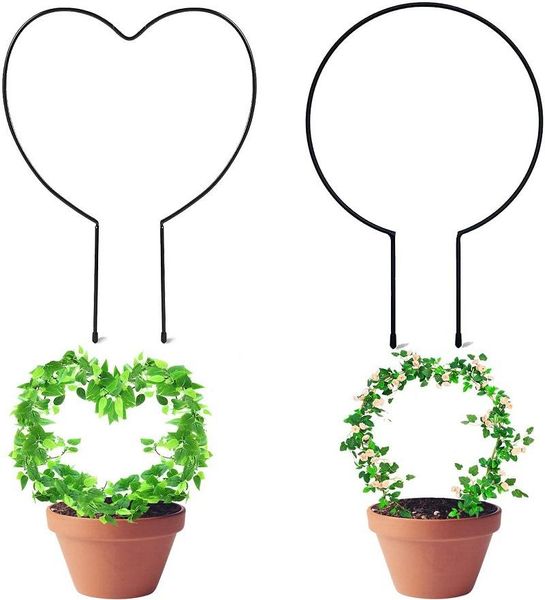 Bahçe Malzemeleri Diğer Metal Demir Yuvarlak Kalp Şeklinde Bitki Destek Gazet Stand Standı Tırmanma Bitkileri Çiçek Sebzeleri Vine Raf Kafes Braketi 1p