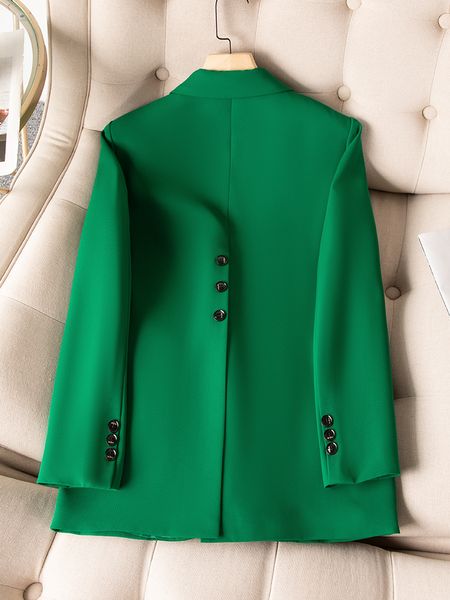 Abiti da donna Blazer Kaki Nero Verde Donna Blazer formale solido Cappotto Donna Manica lunga Giacca dritta con bottone singolo Per ufficio Abbigliamento da lavoro da donna 230220