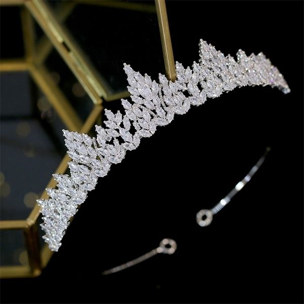 Gioielli per capelli da sposa tiara AAA CZ copricapo da sposa gioielli da sposa sposa corona di cristallo fascia moda A00676 230217