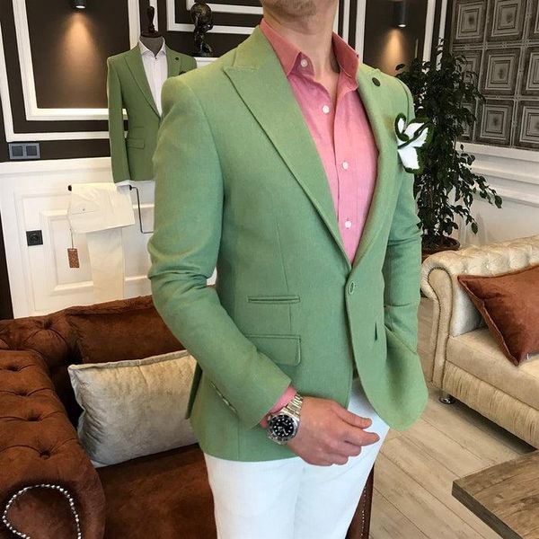 Herrenanzüge Blazer 2023 Sommer grüne Jacke für Männer Slim Fit Kostüm Homme 2 Stück Casual Beach Hochzeitsanzug Terno Maskulino Gewohnheit gemacht