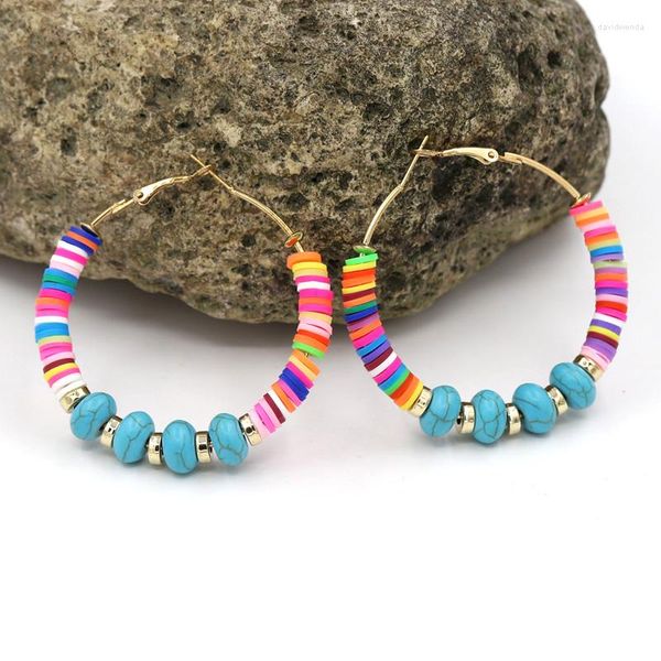 Brincos de argola para mulheres moda polímero colorido argila coreana jóias anel de orelha de presentes femininos