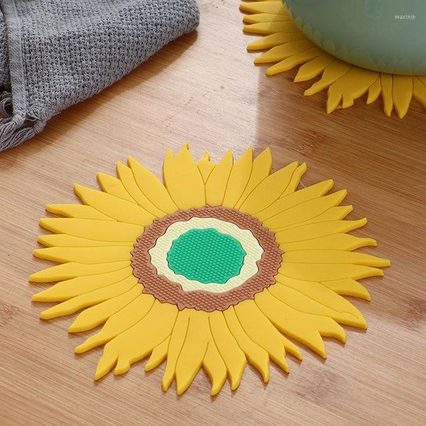 Tappetini da tavolo Tappetino isolante creativo girasole Tappetino per pentole Piatto da pranzo per la casa Ciotola per tazza da tè antiscivolo in silicone 1 pz