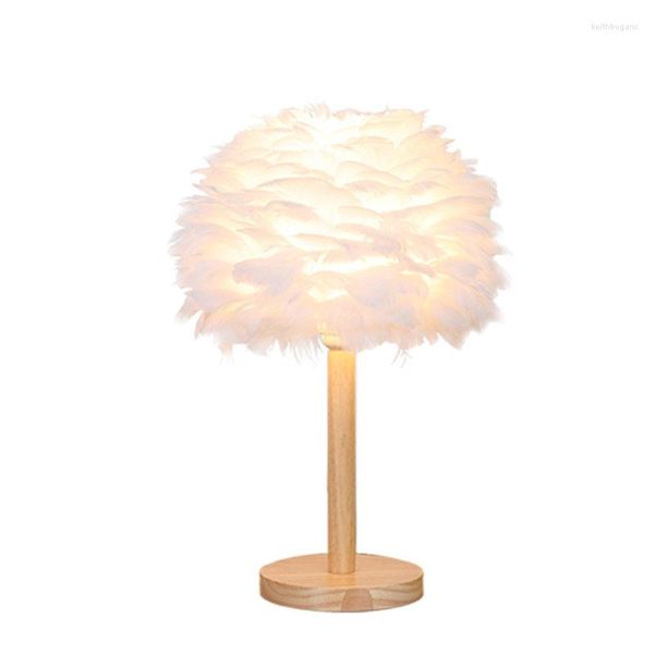 Lâmpadas de mesa Creative Feather Light Girl Wedding Decorative Lights Pink White Birthday Lamp