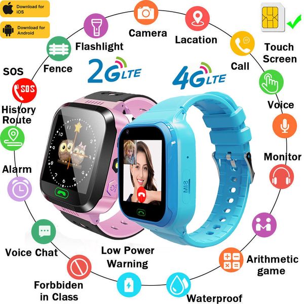 Relógios infantis Smart Watch for Children LBS Local Posicionamento Rastreador SOS 2G 4G SIM CARTO CHAMP PENHO SMART SPORT SPORT Água 230220