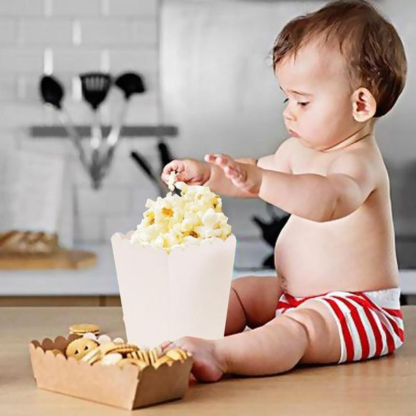 Confezioni regalo 12 pezzi Scatole per popcorn bianco puro Contenitore per film Festa di compleanno Borse per trattamenti Mini confezione Regalo