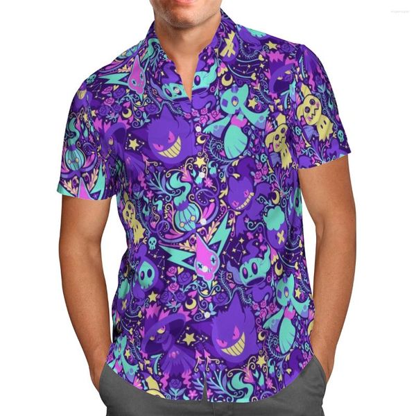 Camicie casual da uomo Tempo libero Cartone animato colorato Pet Stampa 3D Camicia a maniche corte hawaiana da uomo Unisex Harajuku Moda Streetwear Ropa De Hombre