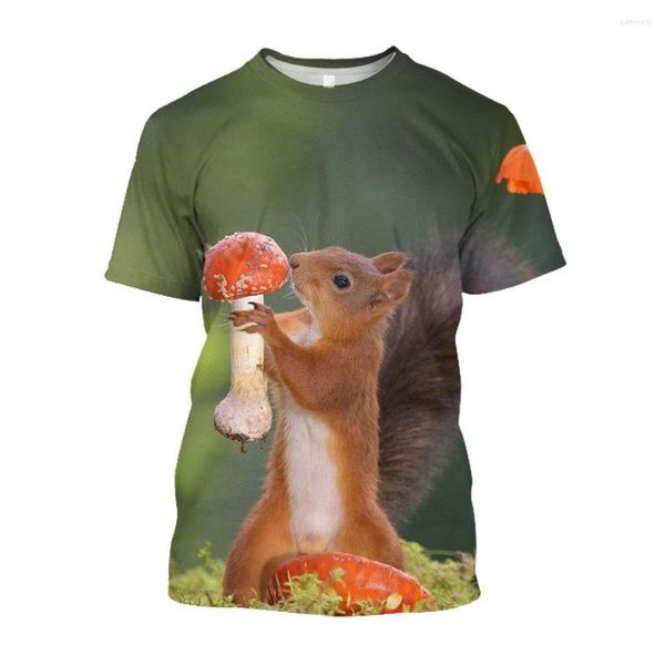 T-shirt da uomo Jumeast T-shirt stampate scoiattolo 3D T-shirt liscia confortevole traspirante Camicia grafica animale carino per uomo Abiti larghi Kawaii