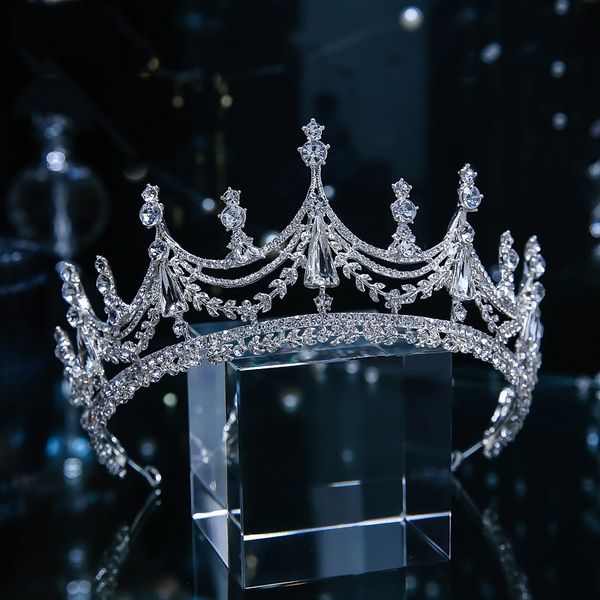 Cabelo de casamento Jóias barrocas barrocas de luxo de cristal geométrico Tiaras coroa grande concurso band -bandas de cabeceira de casamento de noiva 230217