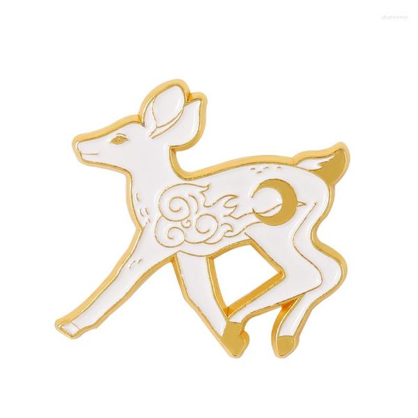 Spille Moon Sky Deer Smalto Pin Personalizzato Animale Zaino Vestiti Risvolto Distintivo bianco Gioielli Regalo per bambini Amici