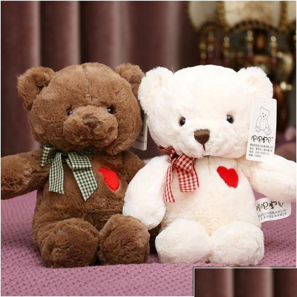 Animais de pel￺cia de pel￺cia 35cm / 50cm Lovely Teddy Bear Toys Bears fofos com bonecas de cora￧￣o Doll Girls Valentines Gift Kids Dhxnk