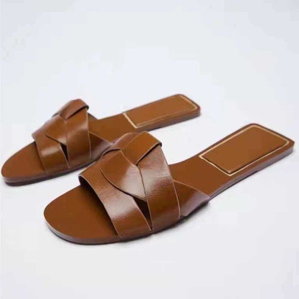 Slippers 2023 Новые брендские женские тапочки Peep Toe Flat Shoes Женщины повседневные слайды Ladies Summer Sandal